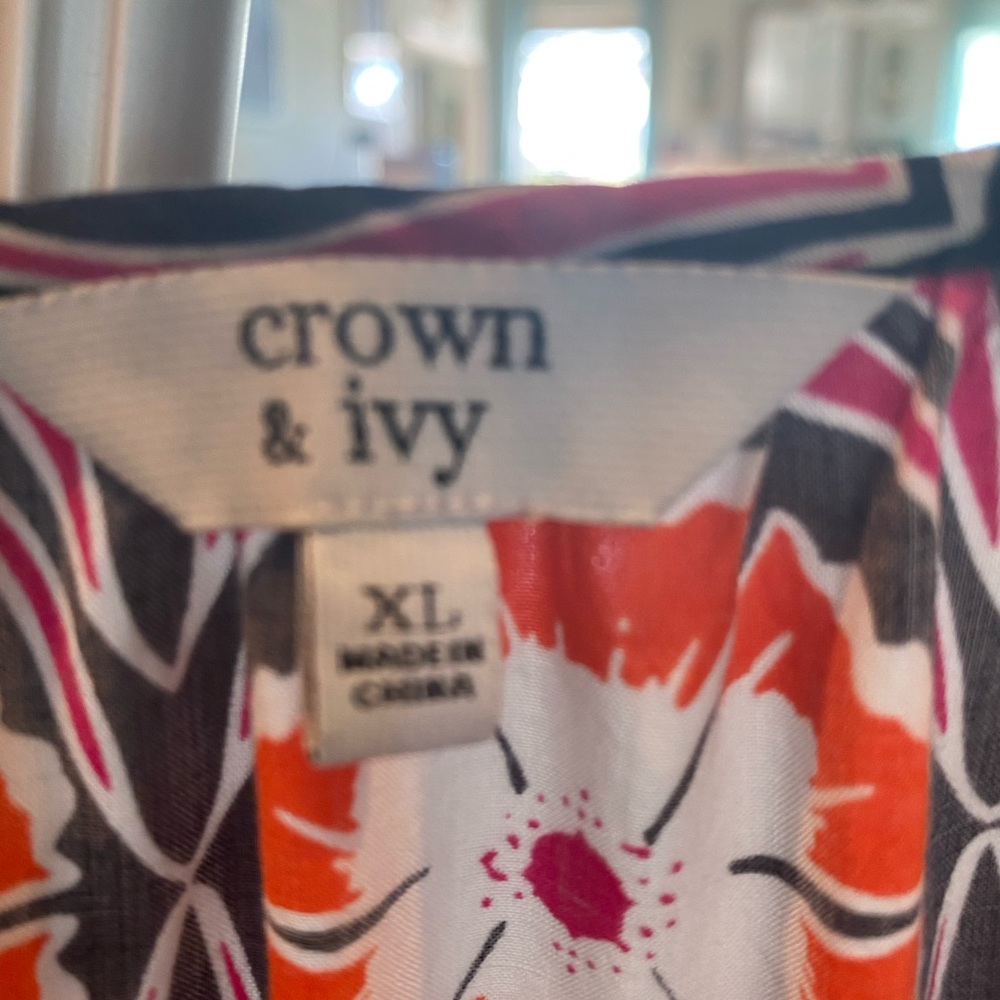 Crown and Ivy XL orange/blue shirt. 3/4 sleeves Great condition worn 2 times - Picture 2 of 5